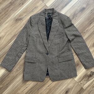 Truth by Republic Wool Blend Houndstooth Blazer Jacket Size 8 NWT Elbow Patches